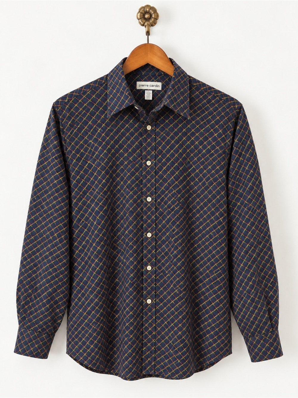Pierre Cardin vintage Blue Checked Button Down Flannel Shirt M